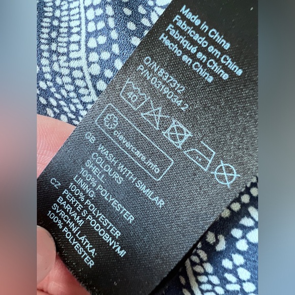 H&M Womens Blue White Geometric Print Diamond Shape Pattern Boho Tank Top - Picture 8 of 10